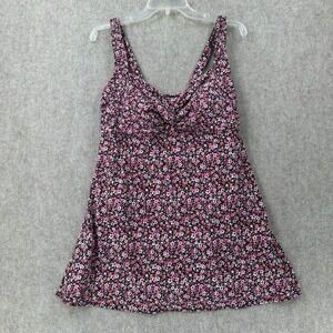 Vintage Gabar Swim‎ Suit Dress Pink Ditsy Floral Bombshell Pin Up